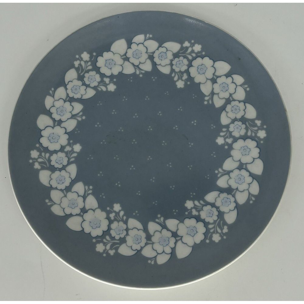 Vintage Hand Painted Floral‎ Porcelain Plate Decorative Blue White Flowers 7"